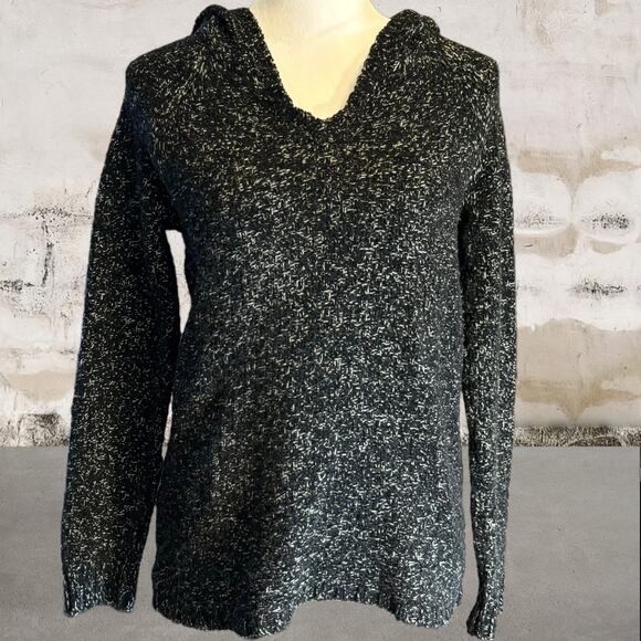 Eddie Bauer Women's Lounge Hooded Sweater in Black/White-Size Small - Picture 3 of 7